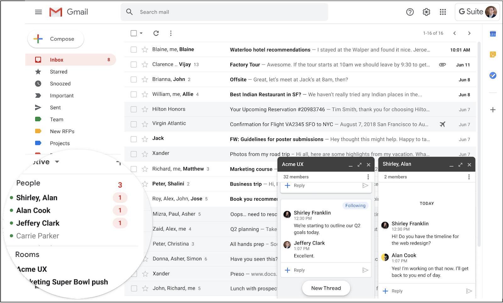 Google Chat for Gmail is arriving July 15 / UM